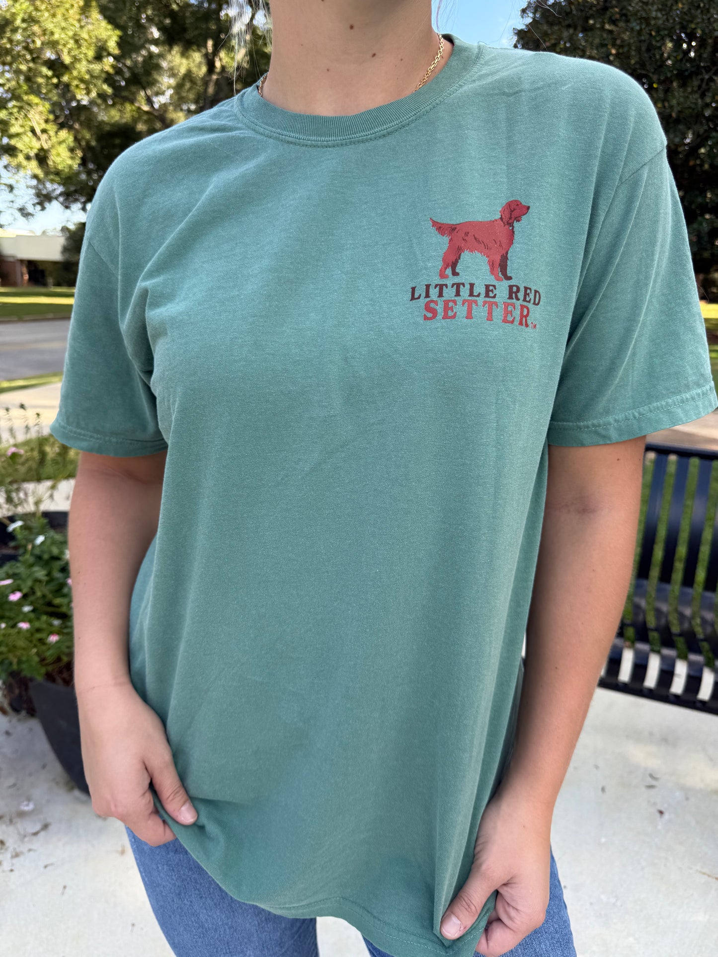 Little Red Setter "SETTERS VS CRITTERS" T-Shirt design #T003
