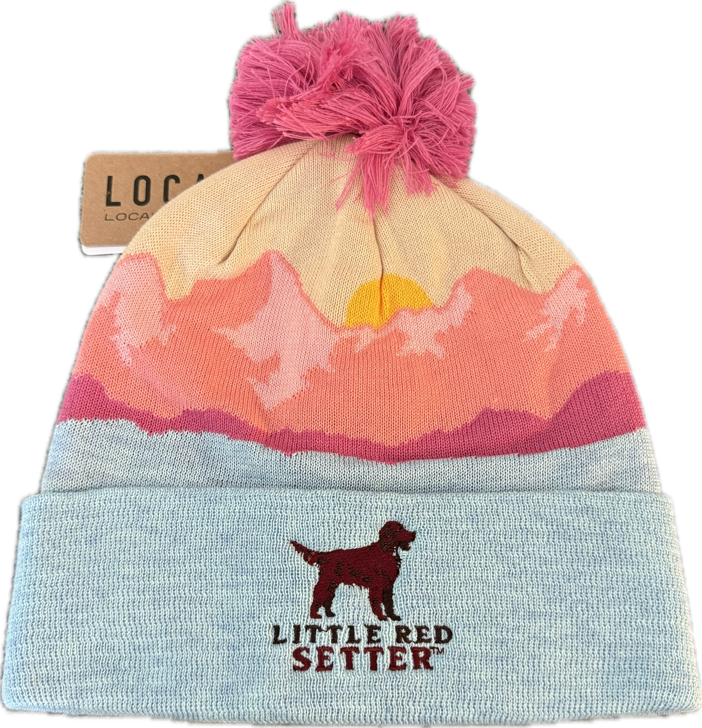 Little Red Setter Embroidered Peach Mountain Morning Aqua Locale Grand Recycled Beanie