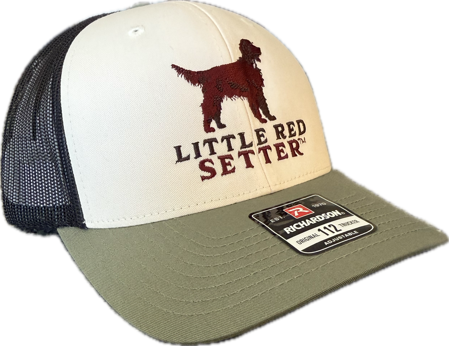 Little Red Setter Embroidered Cream/Black/Loden Richardson 112 Trucker