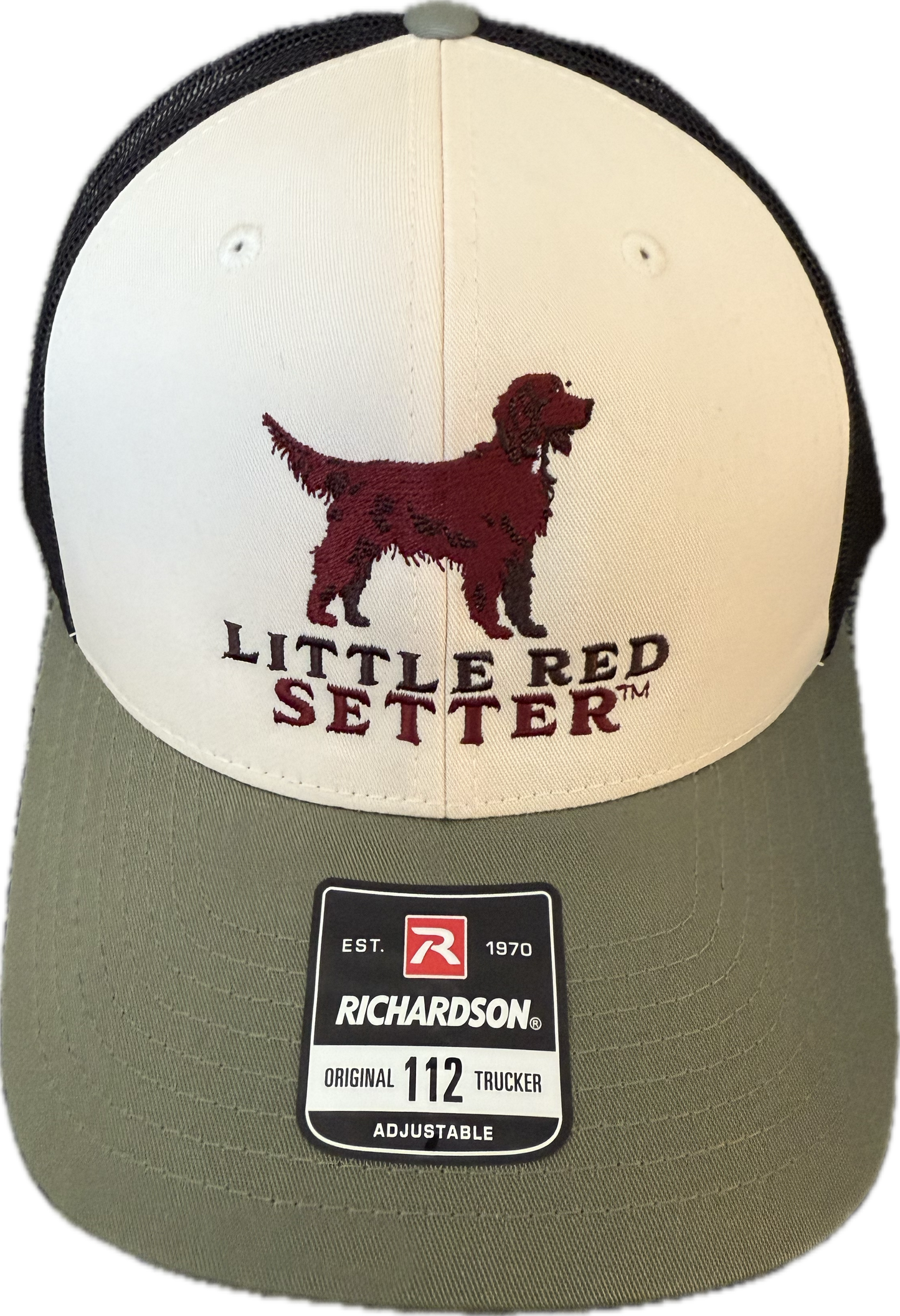 Little Red Setter Embroidered Cream/Black/Loden Richardson 112 Trucker