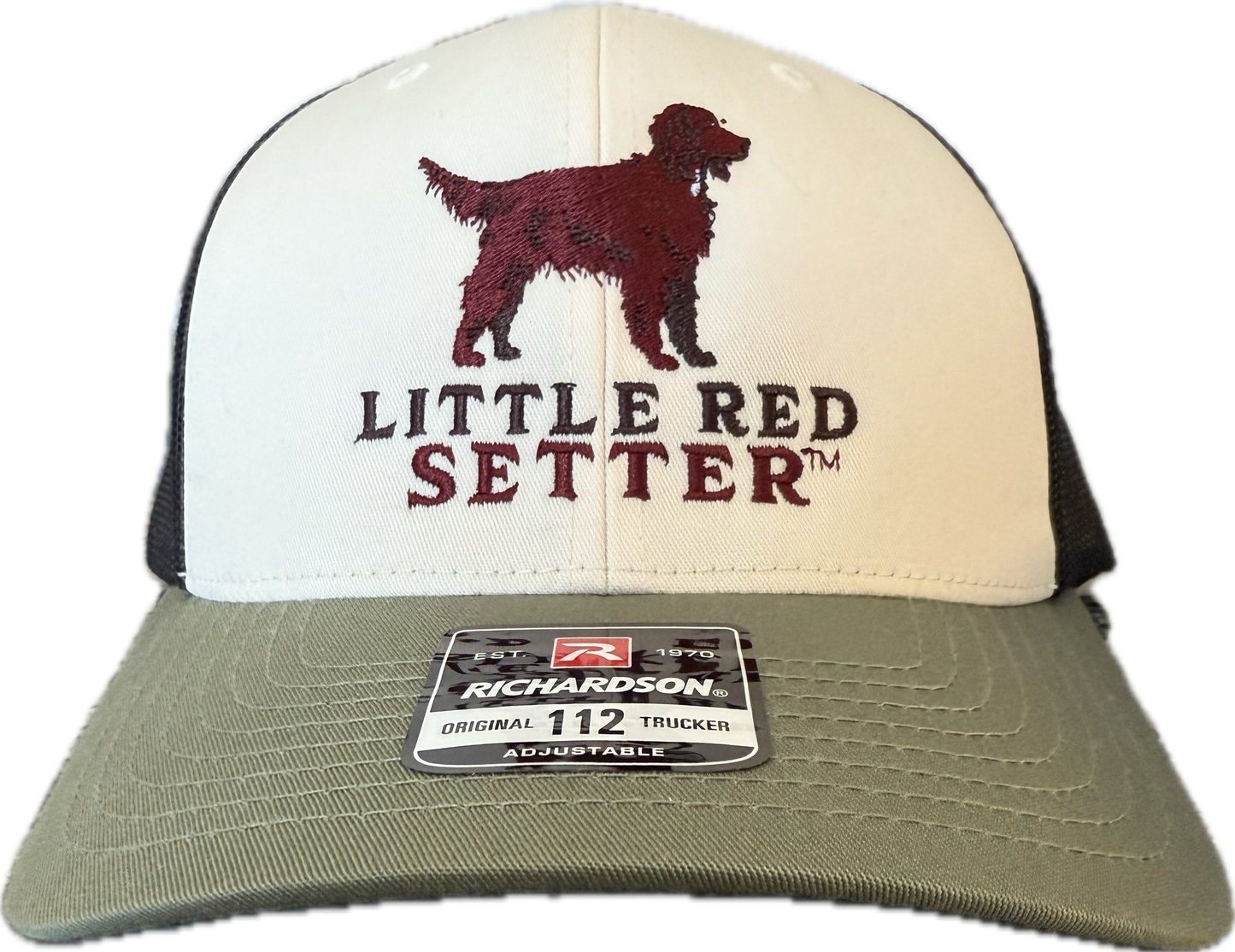 Little Red Setter Embroidered Cream/Black/Loden Richardson 112 Trucker