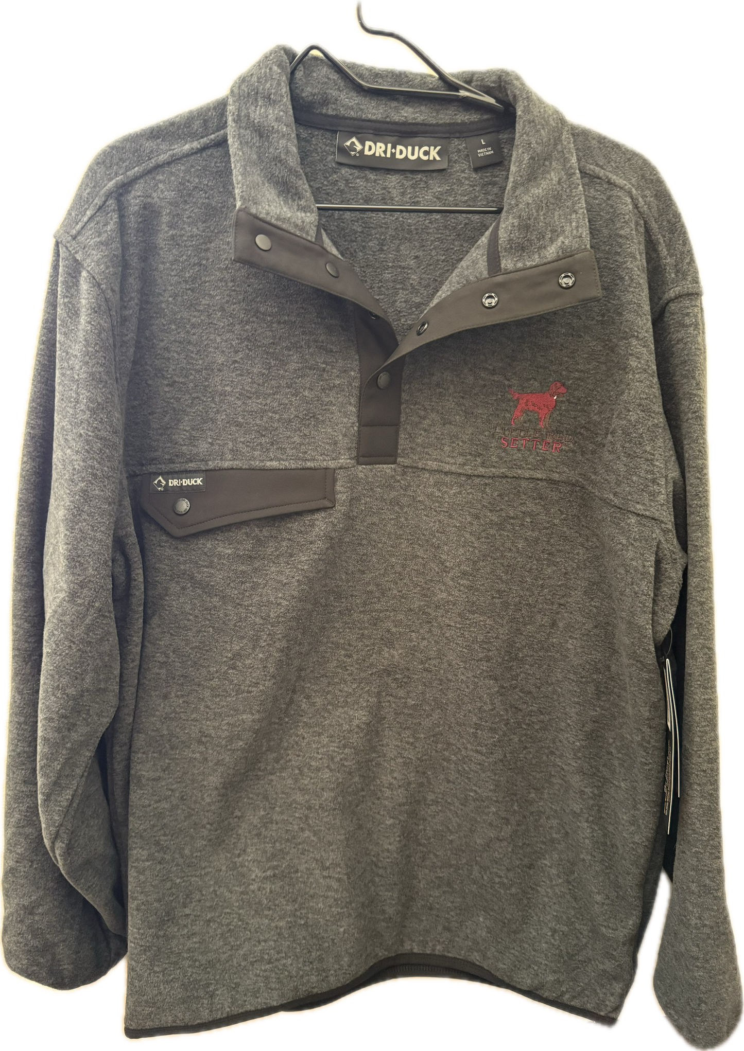 Little Red Setter Embroidered Dri Duck Men's Denali Fleece Charcoal Pullover