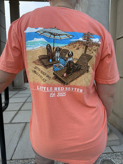 Little Red Setter T-Shirt Design #T013 Paws and Relax