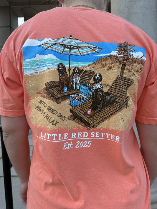 Little Red Setter T-Shirt Design #T013 Paws and Relax